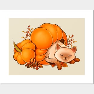 Pumpkin Spice Latte Cat Posters and Art